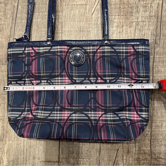 Coach Signature Stripe Berry Tartan Tote Y2K - Picture 14 of 16